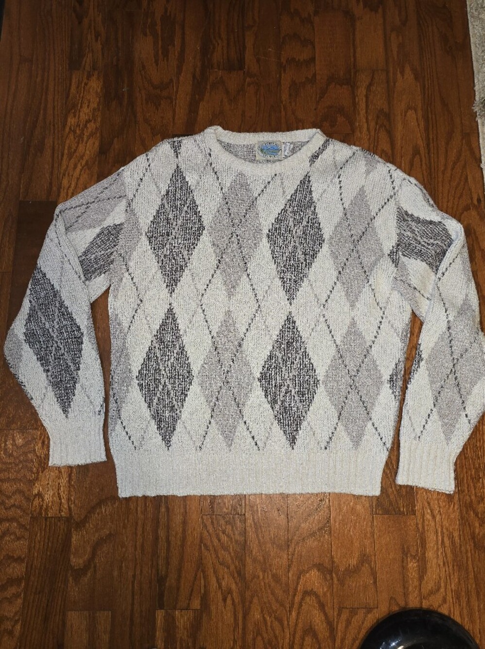 ROYAL NORTH MILLS OUTFITTERS Vintage Cable Knit Grandpa Sweater Argyle